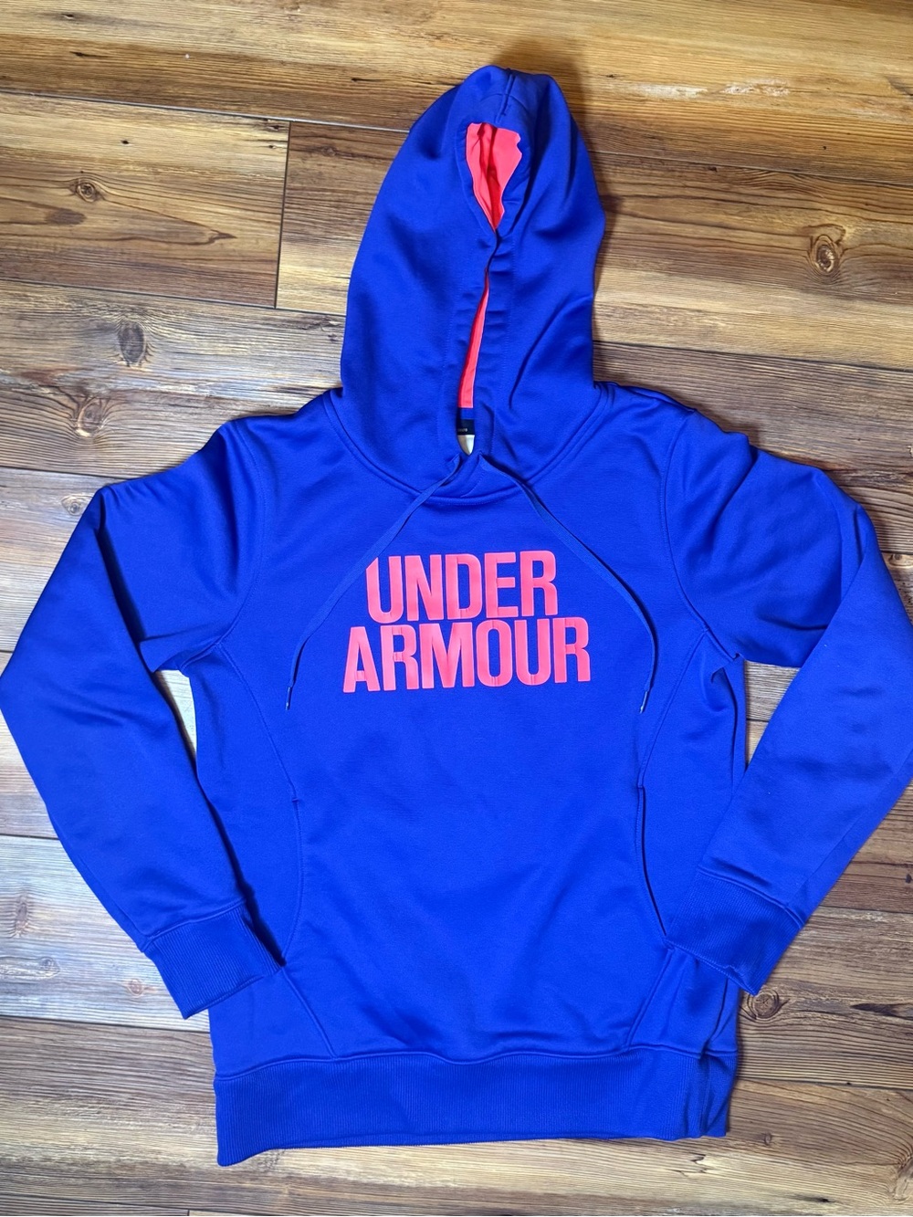 Under Armour Hoodie Women’s Small Blue Pink ColdGear Pullover Sweatshirt